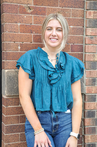 Ruffled Front Tie Top