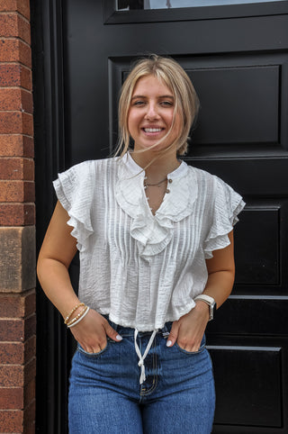 Ruffled Front Tie Top