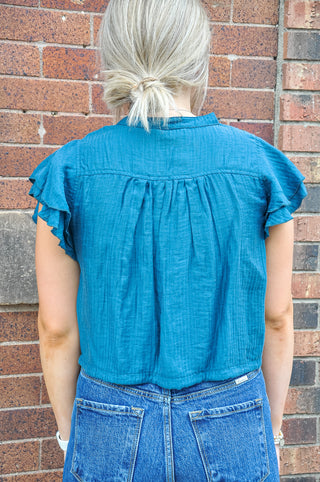 Ruffled Front Tie Top