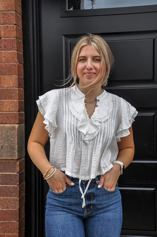 Ruffled Front Tie Top