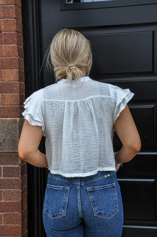 Ruffled Front Tie Top