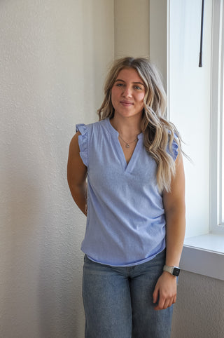 Ruffled Hem Collared Top