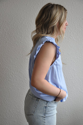 Ruffled Hem Collared Top