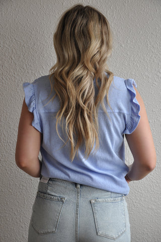 Ruffled Hem Collared Top