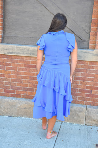 Ruffled And Royal Midi Dress