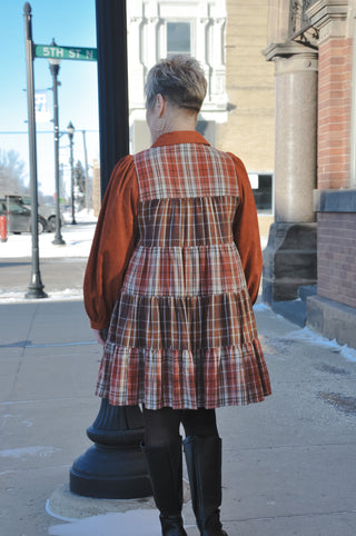 Rust Plaid Fall Mini Dress