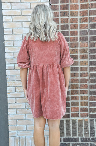 Rust Min Wash Corduroy Dress