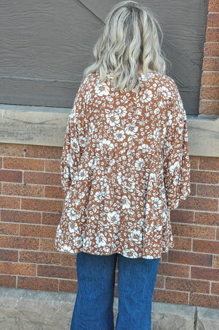 Rusty Floral Printed Blouse