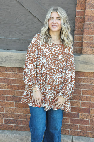 Rusty Floral Printed Blouse