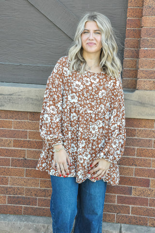 Rusty Floral Printed Blouse