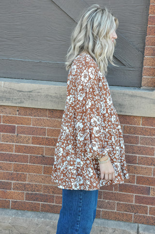 Rusty Floral Printed Blouse