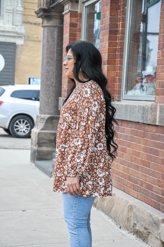 Rusty Floral Printed Blouse
