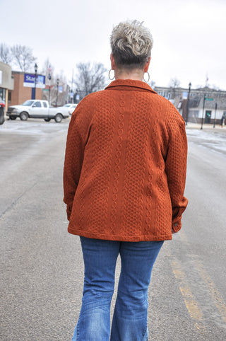 Rusty Knitted Button Shacket