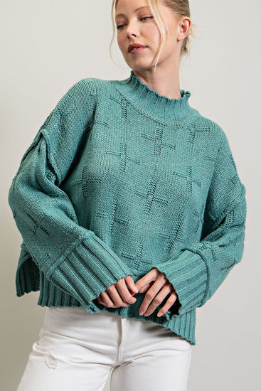 Sage Cross Oversized Knit Sweater | JQ Clothing Co.