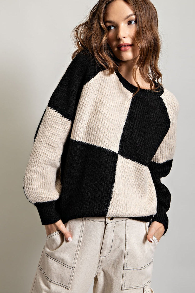 Large Checked Knitted Sweater