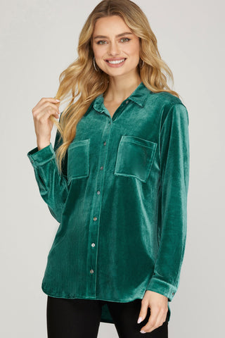 Very Velvet Button Front Blouse