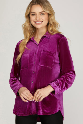 Very Velvet Button Front Blouse