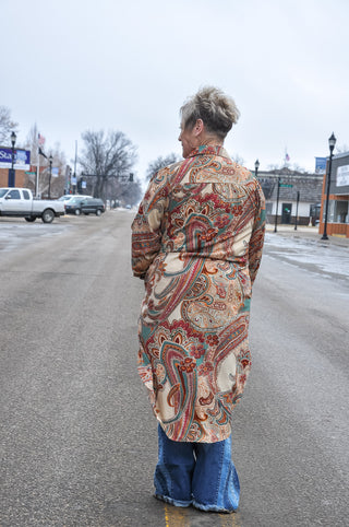 Sand Printed Midi Length Dress