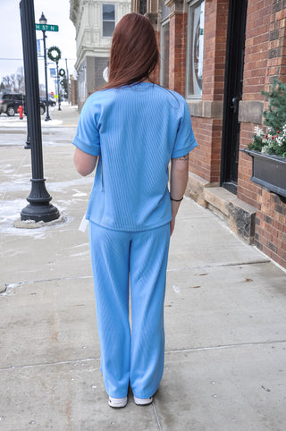Sand Wash Rib Wide-leg Pant Set