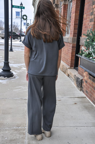 Sand Wash Rib Wide-leg Pant Set