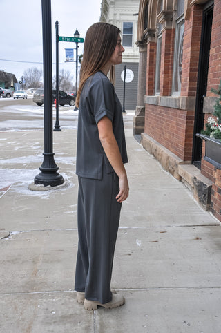 Sand Wash Rib Wide-leg Pant Set
