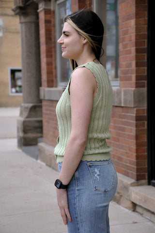 Scallop Hem Crochet Like Sweater