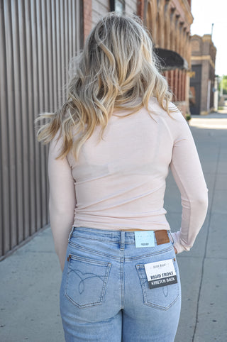 Scallop Trim Button Henley Top
