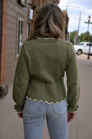 Scalloped Peplum Knit Sweater