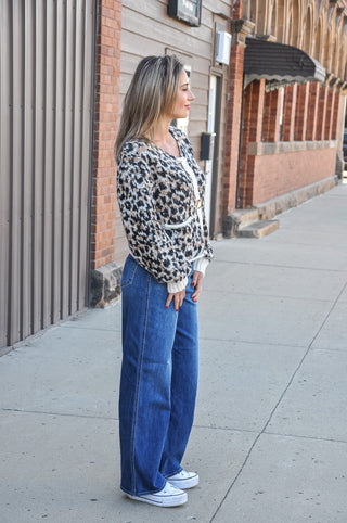 Scoop Neck Leopard Cardigan