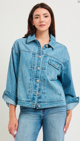 Pintuck Detailed Boxy Jacket