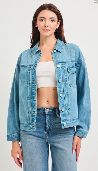 Pintuck Detailed Boxy Jacket