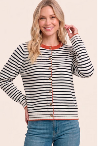 Color Accent Button-Down Cardigan