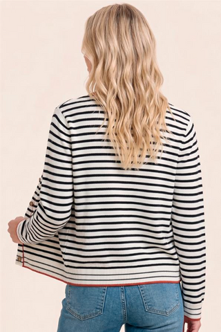 Color Accent Button-Down Cardigan