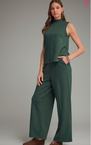 Martini Olive Top & Wide Leg Pants Set