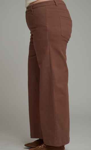 Curvy Solid Cropped Wide-Leg Pants