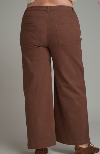 Curvy Solid Cropped Wide-Leg Pants