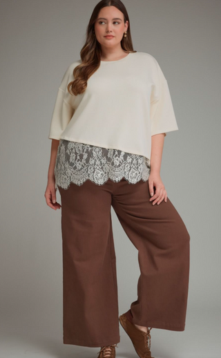 Curvy Solid Cropped Wide-Leg Pants