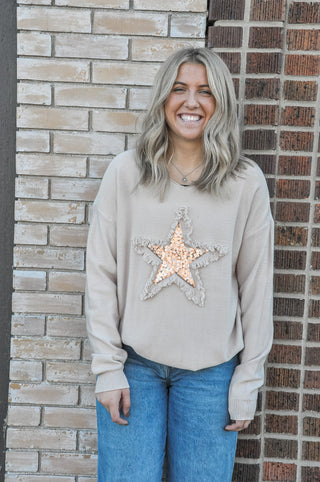 Sequined Star Patch Sweater