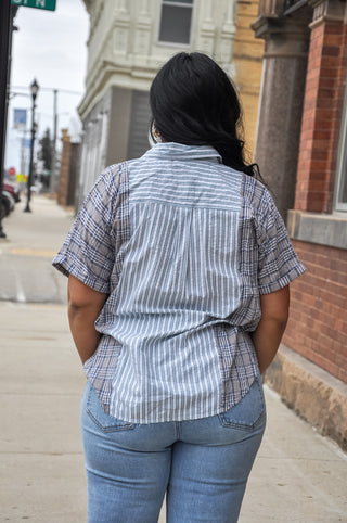 Short Sleeve Boyfriend Mixed Shirt