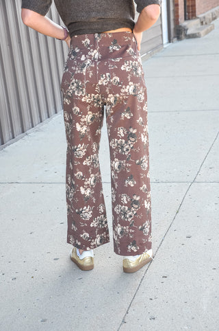 Floral Print Wide Leg Cropped Pants