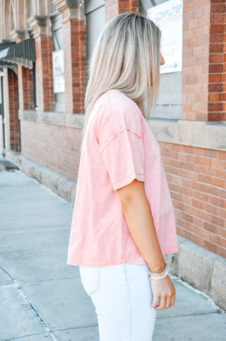 Short Sleeve Washed Knit Pocket Tee