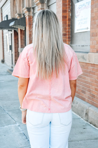 Short Sleeve Washed Knit Pocket Tee