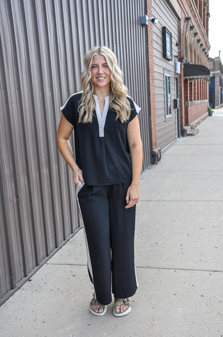 Side Stripe Wide Leg Pants & Top Set