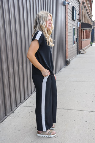 Side Stripe Wide Leg Pants & Top Set