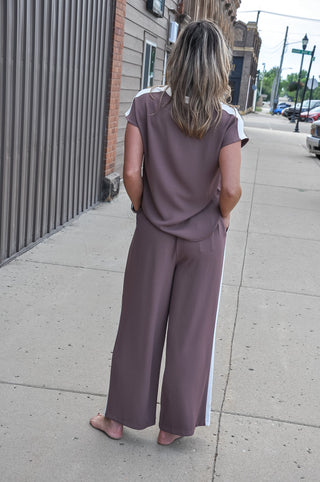 Side Stripe Wide Leg Pants & Top Set