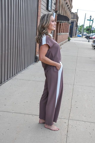 Side Stripe Wide Leg Pants & Top Set