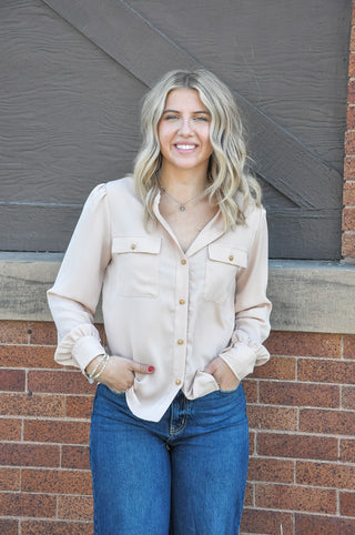 Silky Beige Button Up Shirt