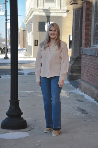 Silky Beige Button Up Shirt