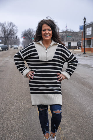 Skater Girl Striped Sweater Dress