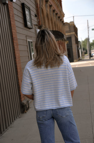 Sky Striped Short Sleeve Cardigan